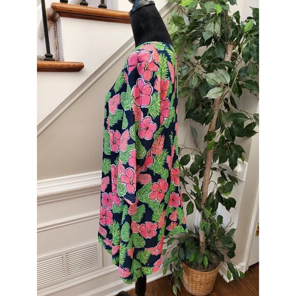Simply Southern Hawaiian Hibiscus Floral Print Knee Length Tunic Dress Small - Picture 5 of 11